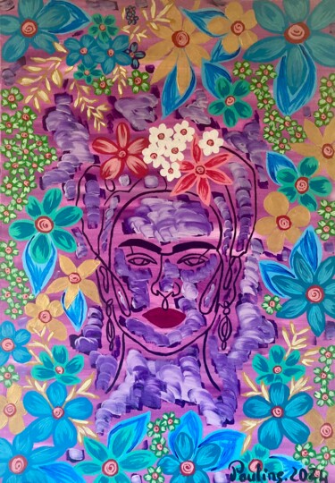 Peinture intitulée "Frida 1" par Pauline Chevallot, Œuvre d'art originale, Acrylique Monté sur Châssis en bois