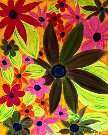 Peinture intitulée "Jardin fleuri 6" par Pauline Chevallot, Œuvre d'art originale, Acrylique