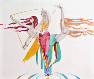 Schilderij getiteld "tisseuses de destin…" door Pauline Clair, Origineel Kunstwerk, Acryl