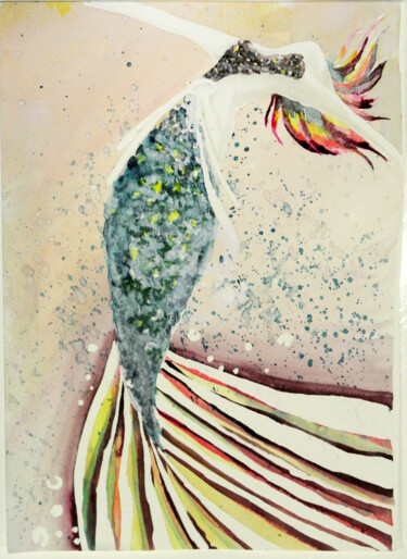 Malerei mit dem Titel "sirene" von Pauline Clair, Original-Kunstwerk, Aquarell