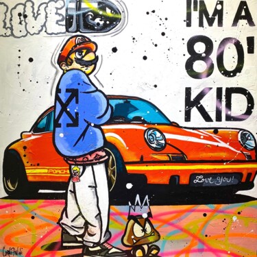 Painting titled "Mario 80’ Porsche" by Pauline Cornee, Original Artwork, Acrylic Mounted on Wood Stretcher frame