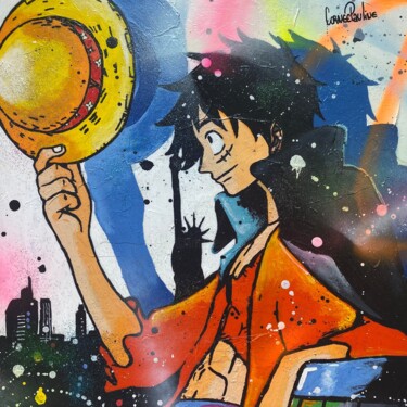 Pintura titulada "Luffy in New York" por Pauline Cornee, Obra de arte original, Acrílico Montado en Bastidor de camilla de m…