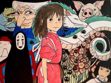 Disegno intitolato "Le voyage de Chihiro" da Pauline Sarrazin (Bloodysea_), Opera d'arte originale, Pennarello