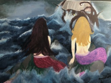 Картина под названием "Mermaids" - Pauline Sarrazin (Bloodysea_), Подлинное произведение искусства, Акрил