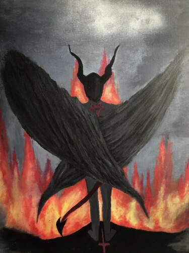 Schilderij getiteld "The Fallen Angel" door Pauline Sarrazin (Bloodysea_), Origineel Kunstwerk, Acryl