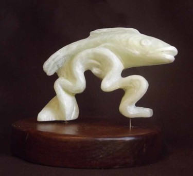 Skulptur mit dem Titel "Poisson koï" von Pauline Balland, Original-Kunstwerk, Stein
