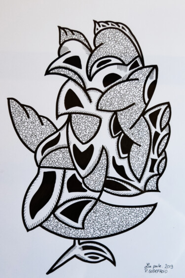 Drawing titled "La poule" by Polium, Original Artwork, Ink