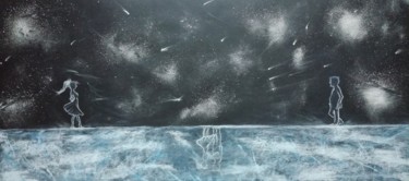 Drawing titled "Sous les etoiles..." by Mathias Montayaud, Original Artwork, Pastel