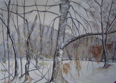 Peinture intitulée "paysage de neige" par Paul Lamouche, Œuvre d'art originale