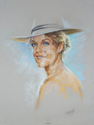 Painting titled "Romy Schneider" by Paul Lebrun, Original Artwork, Pastel