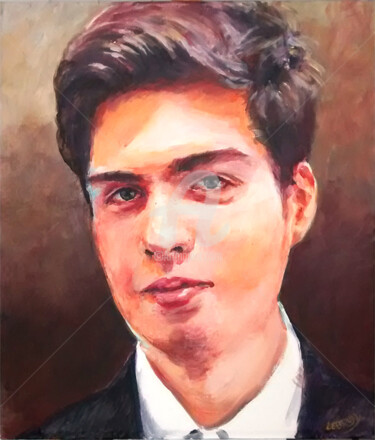 Painting titled "Portrait de Maxime" by Paul Lebrun, Original Artwork, Acrylic