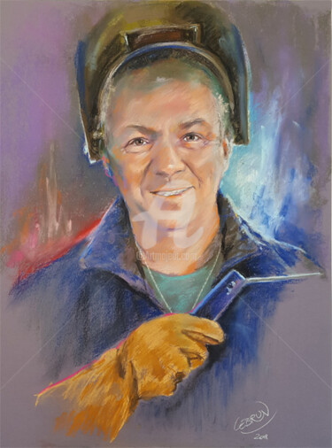 Peinture intitulée "Portrait d'Eric" par Paul Lebrun, Œuvre d'art originale, Pastel