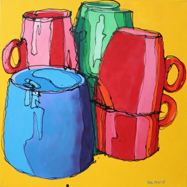 Painting titled "'mugged'" by Paul Megens, Original Artwork, Acrylic Mounted on Wood Stretcher frame
