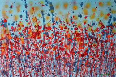Картина под названием "ice flowers" - Paul Megens, Подлинное произведение искусства, Акрил Установлен на Деревянная рама для…