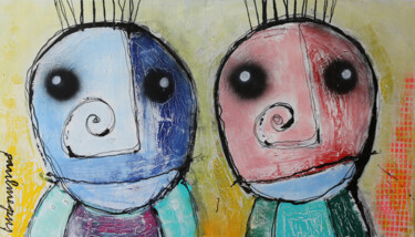 Painting titled "'the duo'" by Paul Megens, Original Artwork, Acrylic Mounted on Wood Stretcher frame