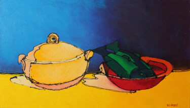 Painting titled "'potage fruits de m…" by Paul Megens, Original Artwork, Acrylic Mounted on Wood Stretcher frame