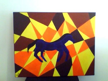Schilderij getiteld "o cavalo da geometr…" door Paulo Bernardo, Origineel Kunstwerk, Acryl