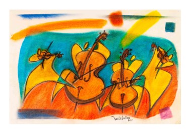 Tekening getiteld "grafos músicos 01" door Paulo Celso Marcondes De Salles, Origineel Kunstwerk, Pastel