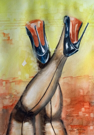 Pintura titulada "De Pernas Pro Alto" por Paulo Di Santoro, Obra de arte original, Acuarela