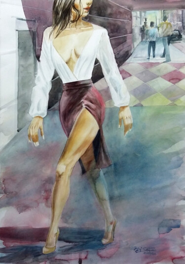Pintura titulada "Passo Longo" por Paulo Di Santoro, Obra de arte original, Acuarela