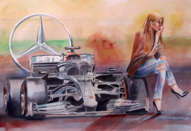 Malerei mit dem Titel "Mercedes" von Paulo Di Santoro, Original-Kunstwerk, Aquarell