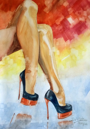 Pernas Cruzadas #artistsupportpledge Pintura titulada "Pernas Cruzadas #ar…" por Paulo Di Santoro, Obra de arte original, Acuarela