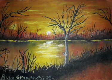 Painting titled "CREPÚSCULO" by Paulo Gêneses, Original Artwork, Oil