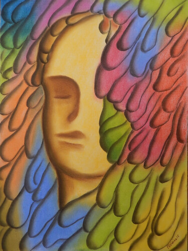 Drawing titled "Penso / I think" by Paulo H Vieira, Original Artwork, Pastel