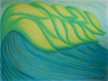 Desenho intitulada "Ondas / Waves" por Paulo H Vieira, Obras de arte originais, Pastel