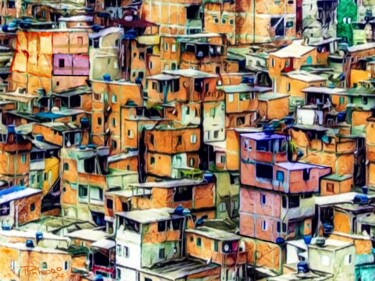 Digitale Kunst mit dem Titel "Favela" von Paulo Pinheiro, Original-Kunstwerk, 2D digitale Arbeit
