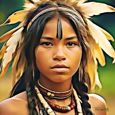 Pintura intitulada "Indígena" por Paulo Pinheiro, Obras de arte originais, Pintura digital
