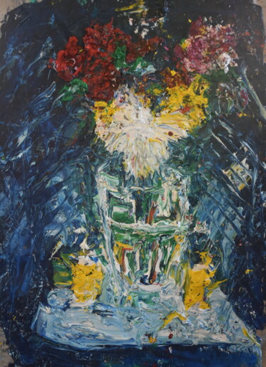 Painting titled "Vasp com flores" by Gritodetinta, Original Artwork, Oil