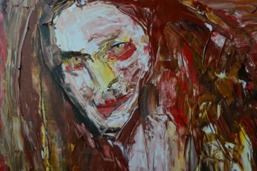 Painting titled "LaraSs" by Gritodetinta, Original Artwork, Oil Mounted on Wood Stretcher frame