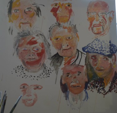 Pintura intitulada "idosos" por Gritodetinta, Obras de arte originais, Óleo