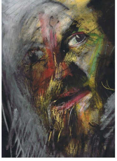 Рисунок под названием "Jesus" - Gritodetinta, Подлинное произведение искусства, Пастель