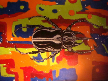 Painting titled "Escaravelho fantást…" by Paulo Valle, Original Artwork, Acrylic