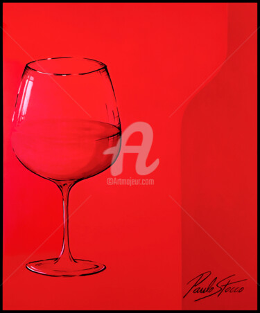 Painting titled "Glass of Wine" by Paulo Stocco, Original Artwork, Acrylic