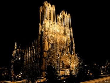 Fotografie mit dem Titel "Reims, cathédrale e…" von Paulous, Original-Kunstwerk, Digitale Fotografie Auf Andere starre Platt…