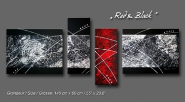 Malerei mit dem Titel "RED & BLACK" von Acryliks, Original-Kunstwerk, Öl