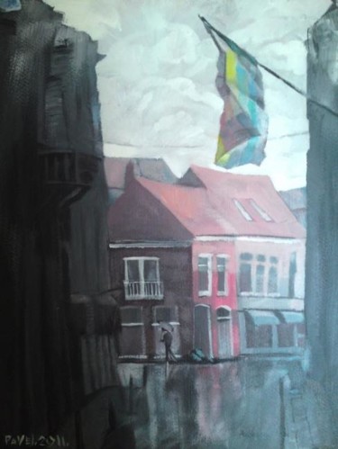 Картина под названием "rainy day" - Paulus Hoffman, Подлинное произведение искусства, Масло