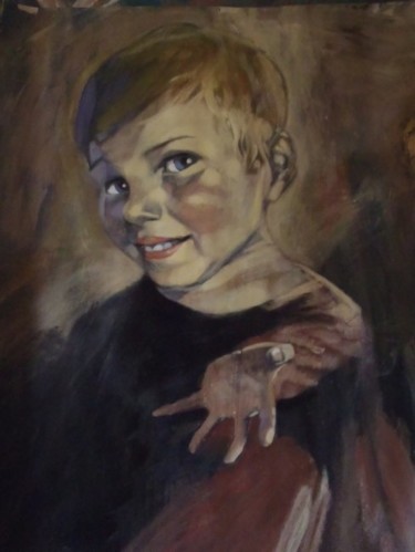 Painting titled "portrait of a boy i…" by Paulus Hoffman, Original Artwork, Oil
