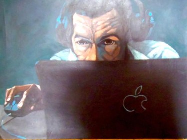 Картина под названием "man and computer" - Paulus Hoffman, Подлинное произведение искусства, Масло