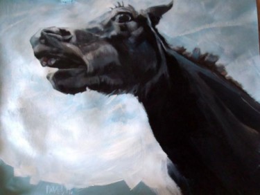 Painting titled "old black pony" by Paulus Hoffman, Original Artwork, Other