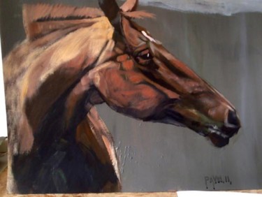 Painting titled "orange the horse" by Paulus Hoffman, Original Artwork, Oil