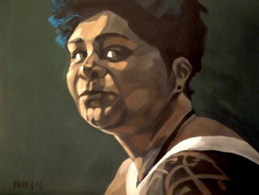 Картина под названием "woman with tattoo" - Paulus Hoffman, Подлинное произведение искусства, Масло