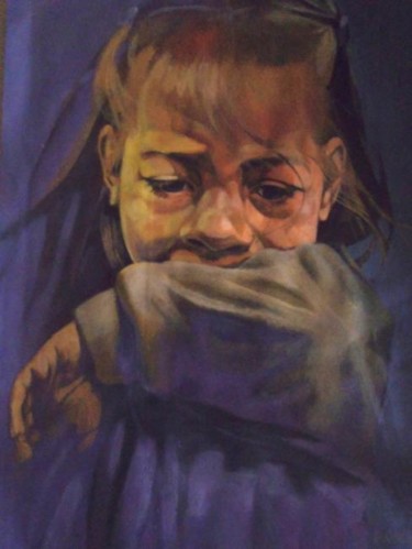 Картина под названием "crying girl" - Paulus Hoffman, Подлинное произведение искусства, Масло