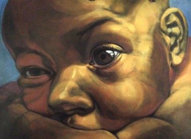 Painting titled "the baby's head" by Paulus Hoffman, Original Artwork, Oil
