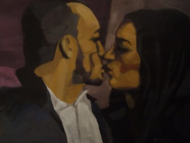 Painting titled "kiss" by Paulus Hoffman, Original Artwork, Oil