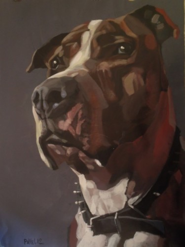 Картина под названием "rottweiler" - Paulus Hoffman, Подлинное произведение искусства, Масло