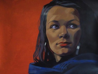 Картина под названием "portrait a red back…" - Paulus Hoffman, Подлинное произведение искусства, Масло